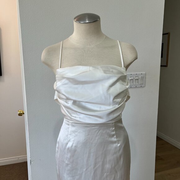 Lulus Lovely Endearment White Satin Sleeveless Bridal Wedding Maxi Dress X-Small - Picture 6 of 12